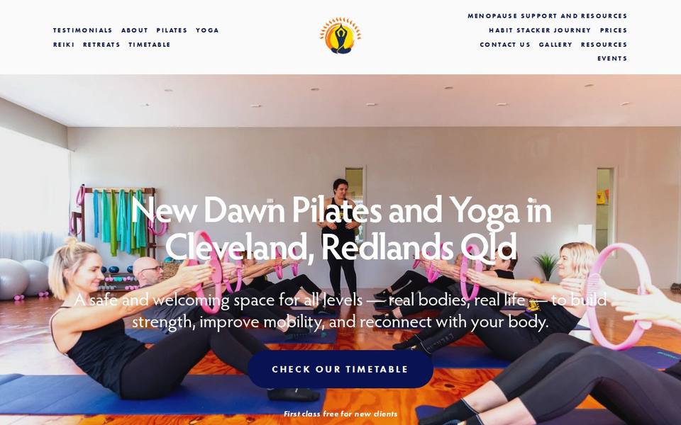 New Dawn Pilates & Yoga website