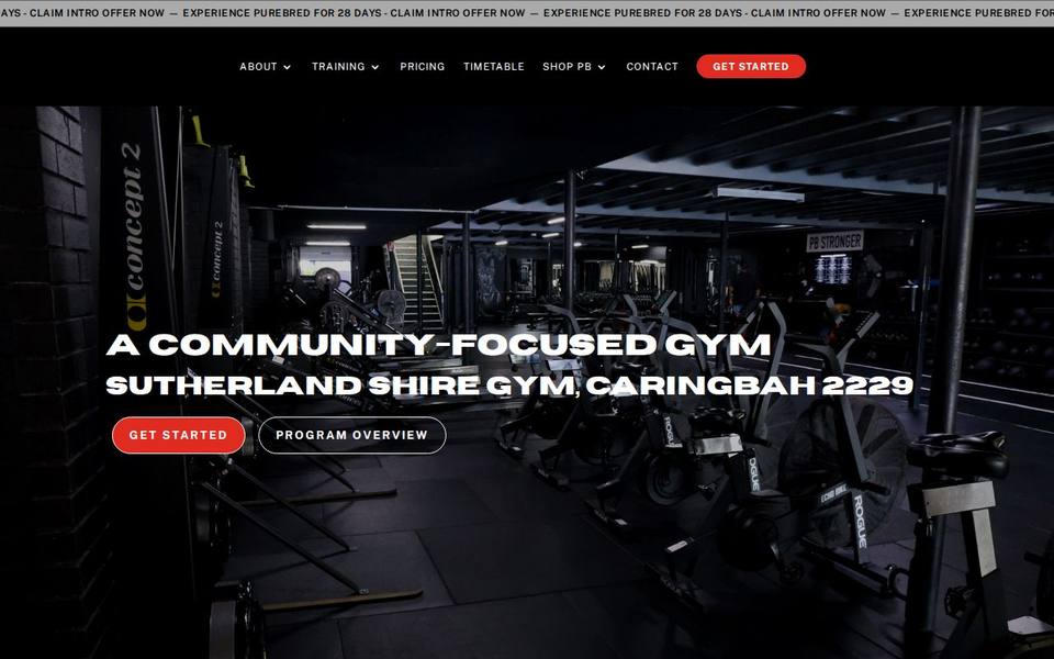 Purebred Fitness website