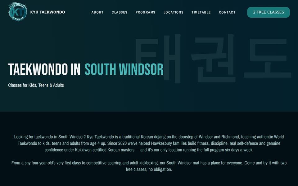 Kyu Taekwondo Australia South Windsor website