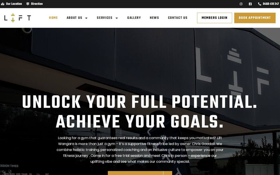 LIFT Gym Wangara website