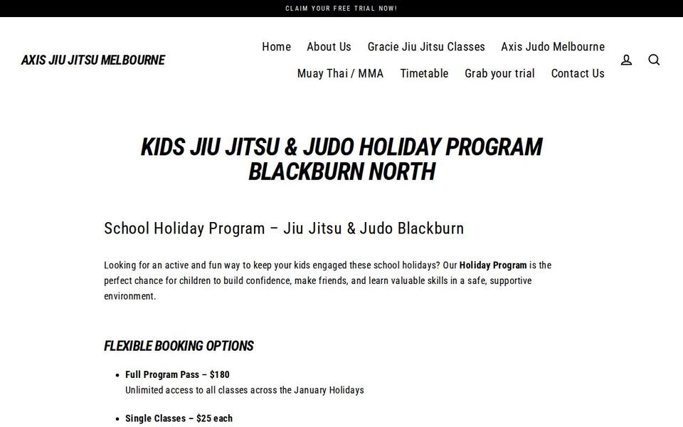Axis Jiu Jitsu Melbourne website