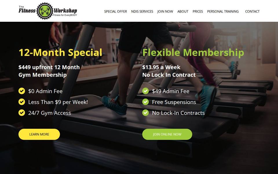 The Fitness Workshop website