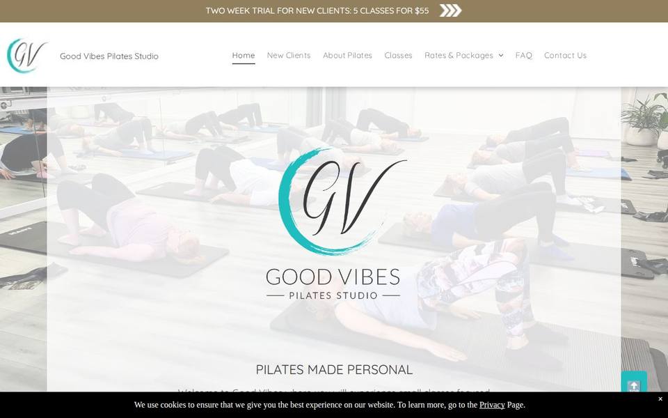 Good Vibes Pilates Studio website
