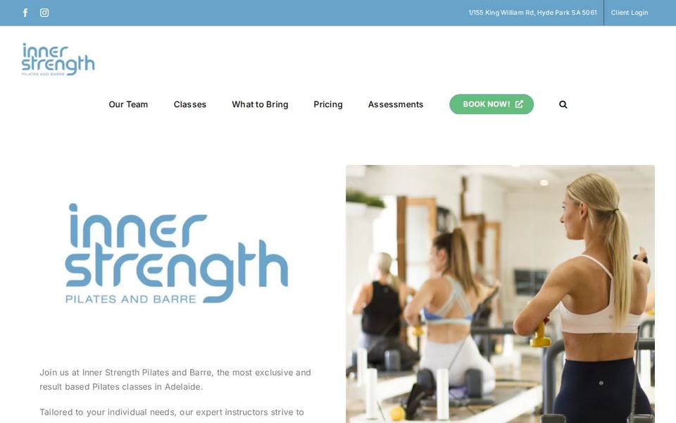 Inner Strength Pilates and Barre Glenelg website