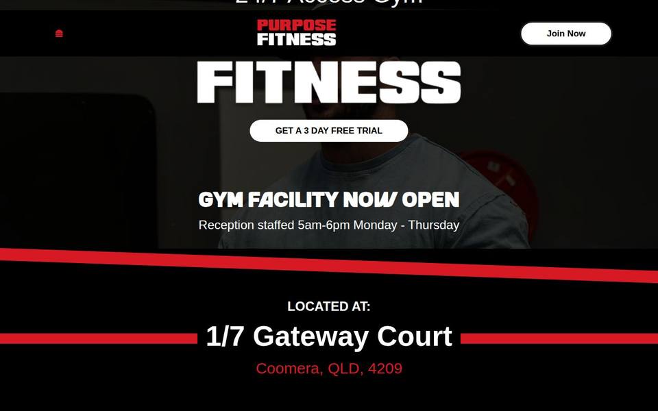 Purpose Fitness website