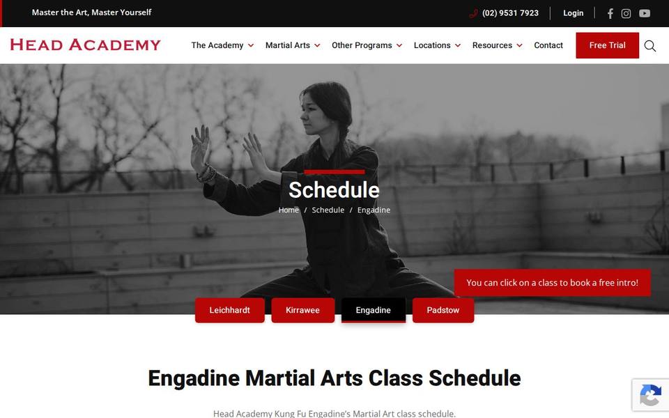 Head Academy Kung Fu Engadine website