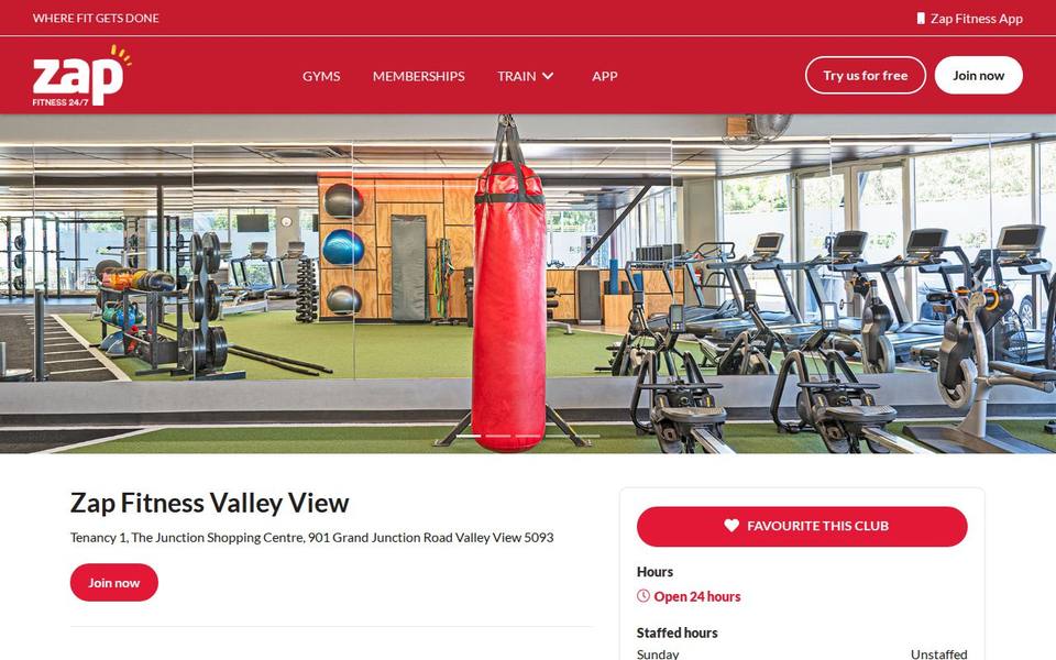 Zap Fitness Valley View website
