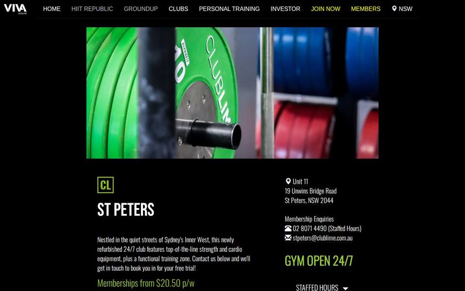 Club Lime St Peters website