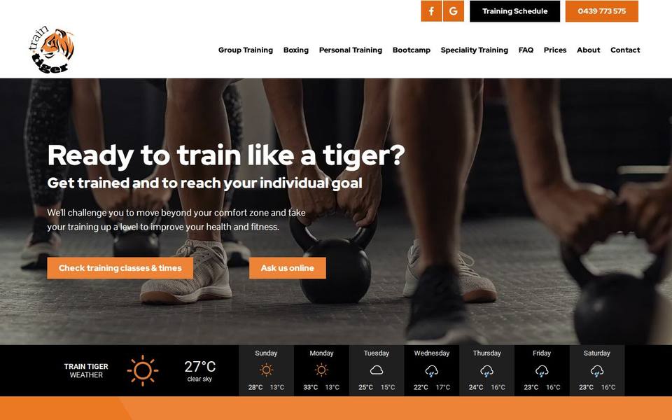 Train Tiger Personal Training Studio website
