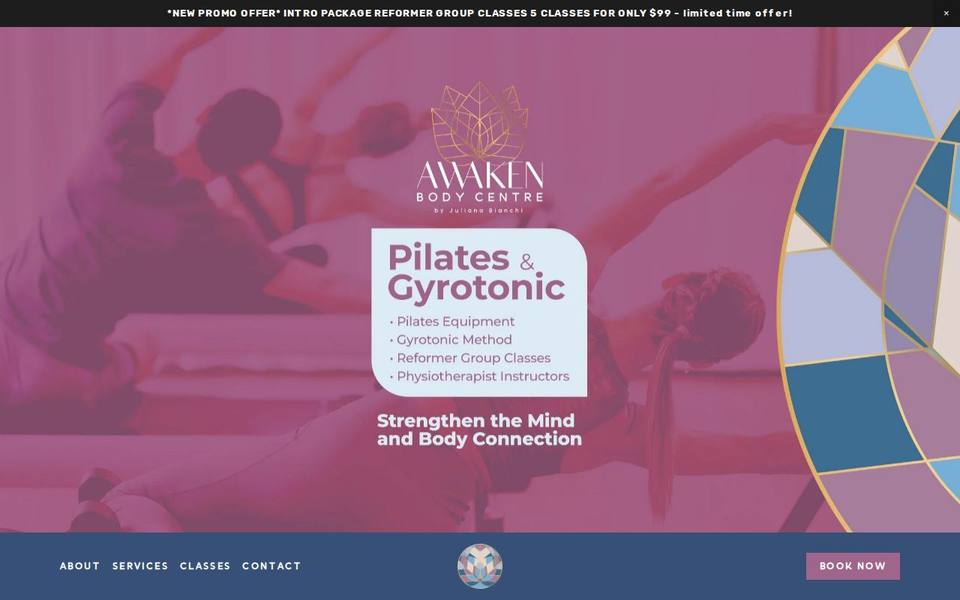Awaken Body Centre website
