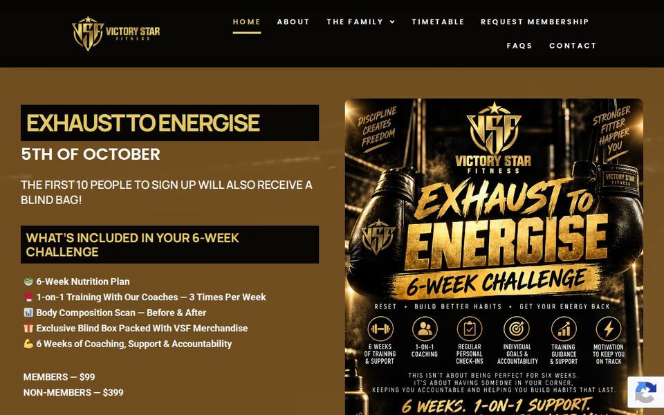 Victory Star Fitness website