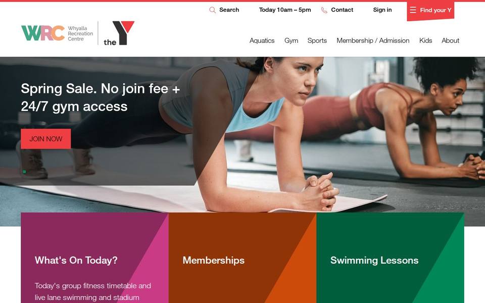 The Y Whyalla Recreation Centre website