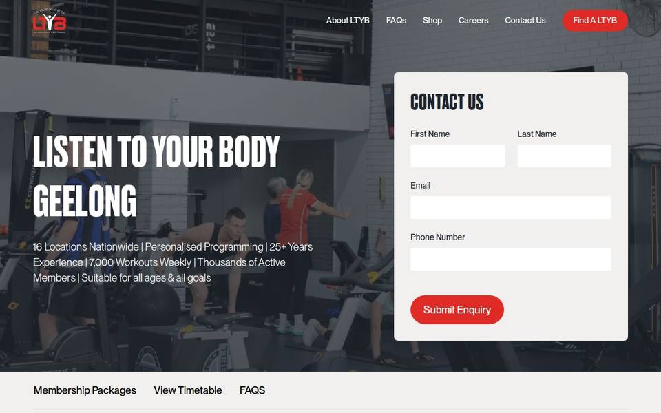 Listen to Your Body Geelong website