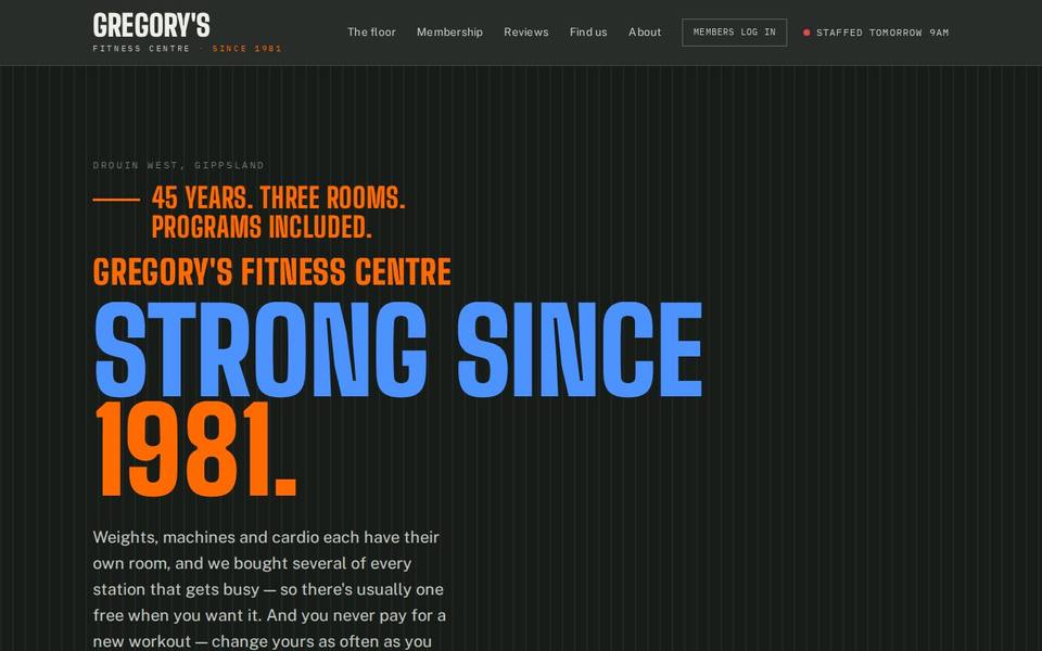 Gregory's Fitness Centre website