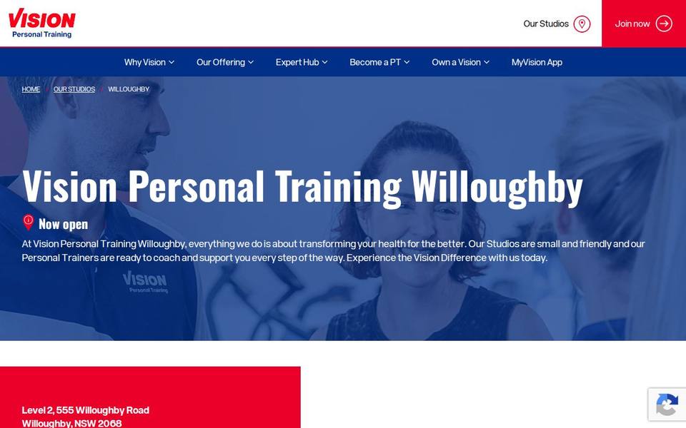 Vision Personal Training Willoughby website