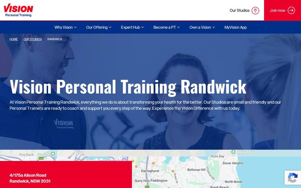 Vision Personal Training Randwick website