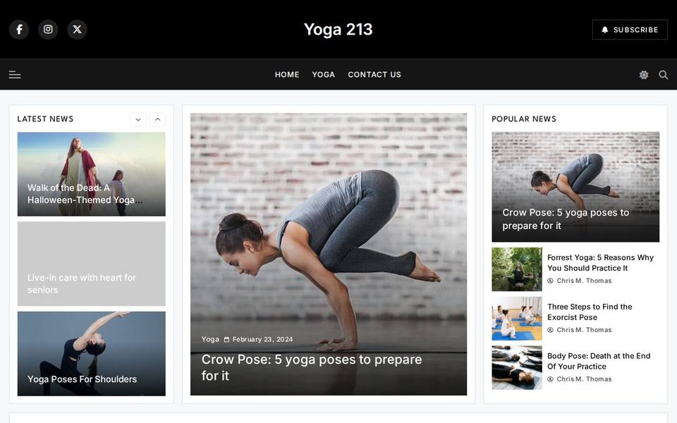 Yoga 213 website