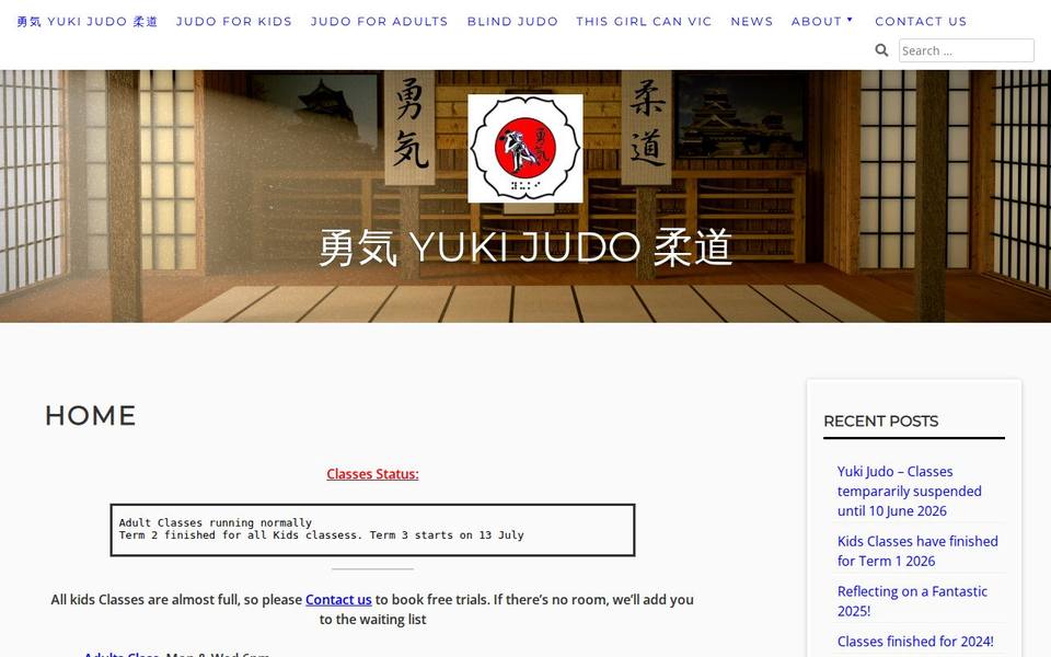Yuki Judo Dojo website