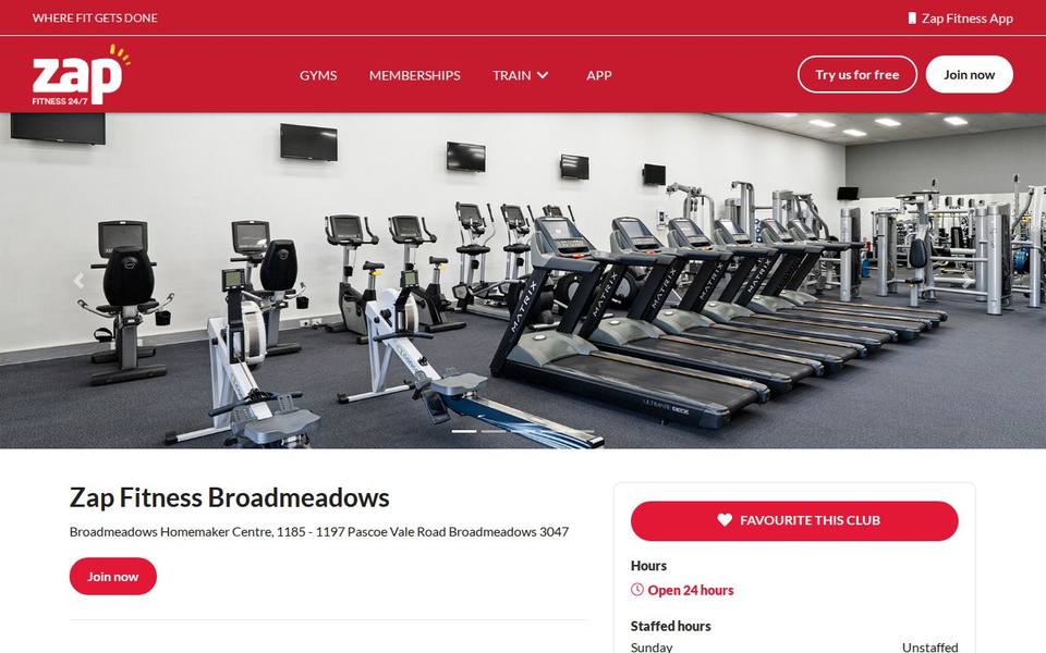 Zap Fitness Broadmeadows website