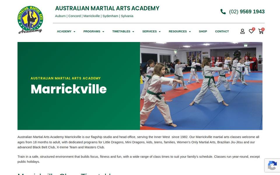 Australian Martial Arts Academy Marrickville website