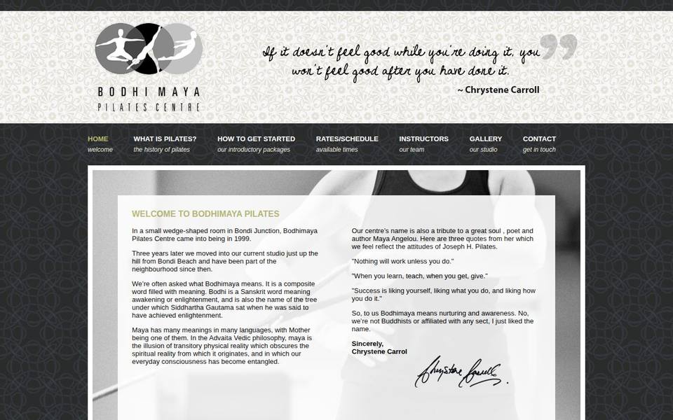 Bodhimaya Pilates Centre website
