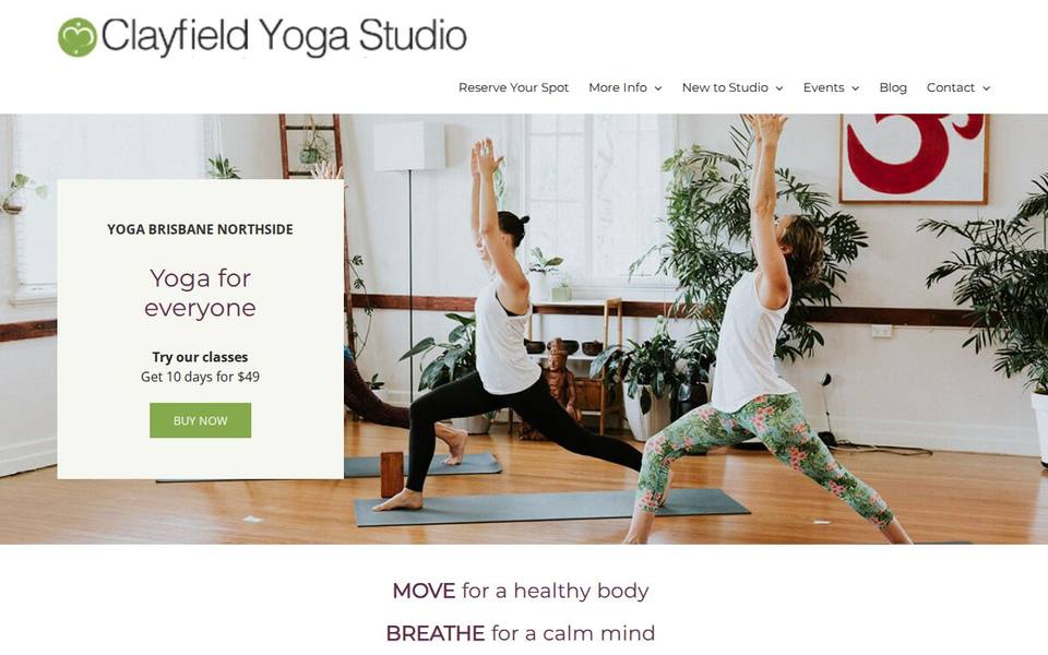 Clayfield Yoga Studio website