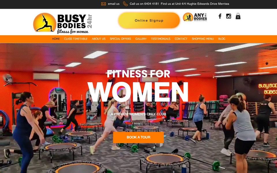 Busy Bodies Women's Health and Fitness Club website