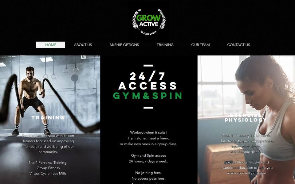 Grow Active Health Clubs website