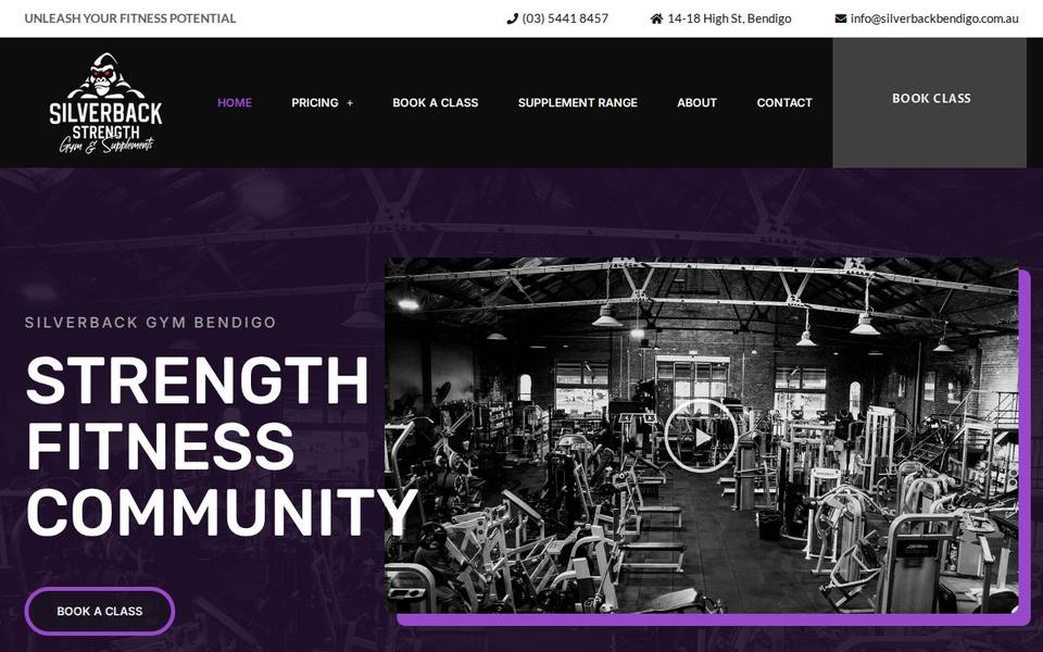 Silverback Strength Gym and Supplements website