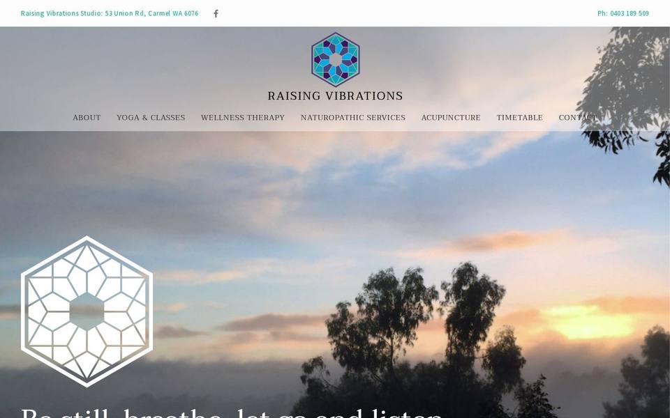 Raising Vibrations Yoga Studio website