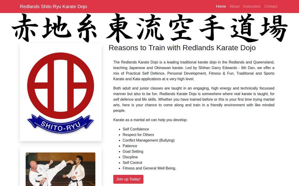 Redlands Shito Ryu Karate Dojo website