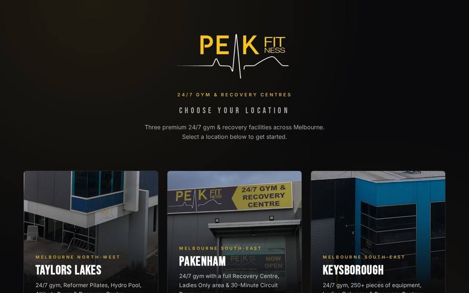 Peak Fitness 247 Gym and Recovery Centre website
