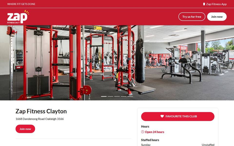 Zap Fitness Clayton website