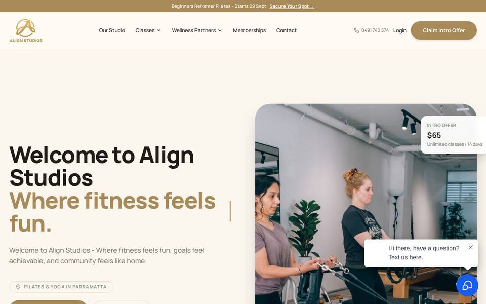 Align Studios website