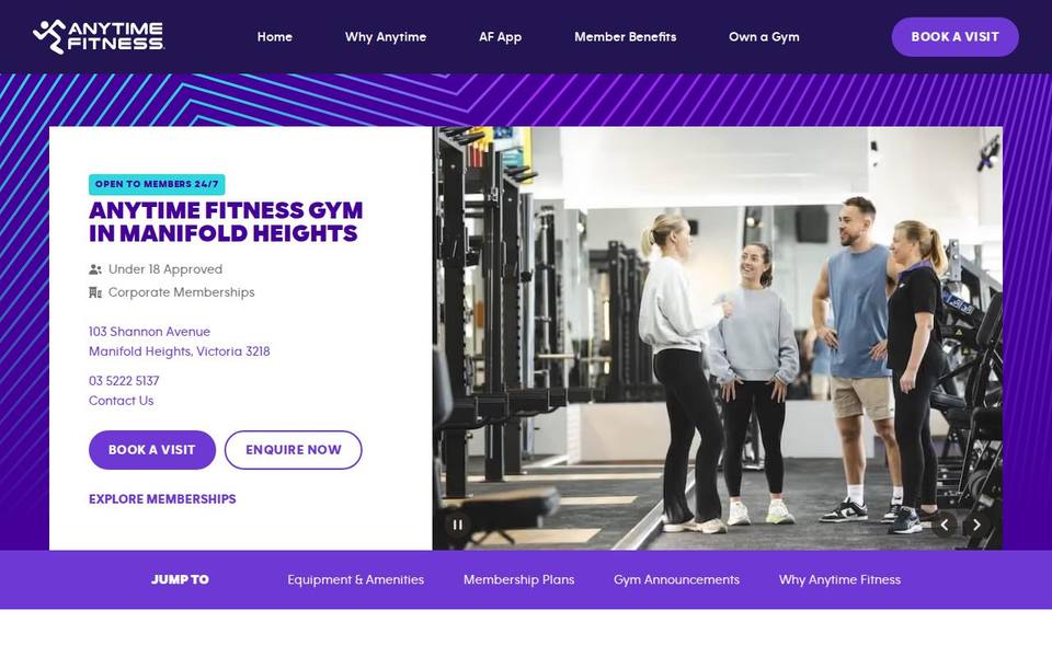 Anytime Fitness Manifold Heights website