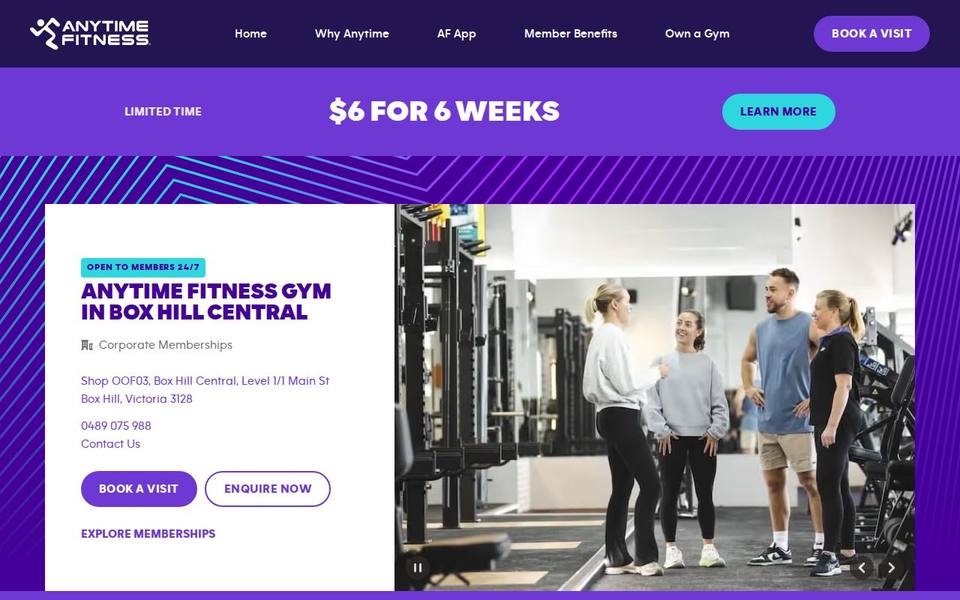 Anytime Fitness Box Hill Central website