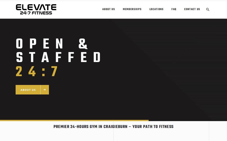 Elevate 24:7 Fitness website