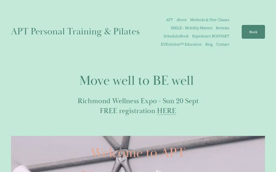 APT Personal Training and Pilates website