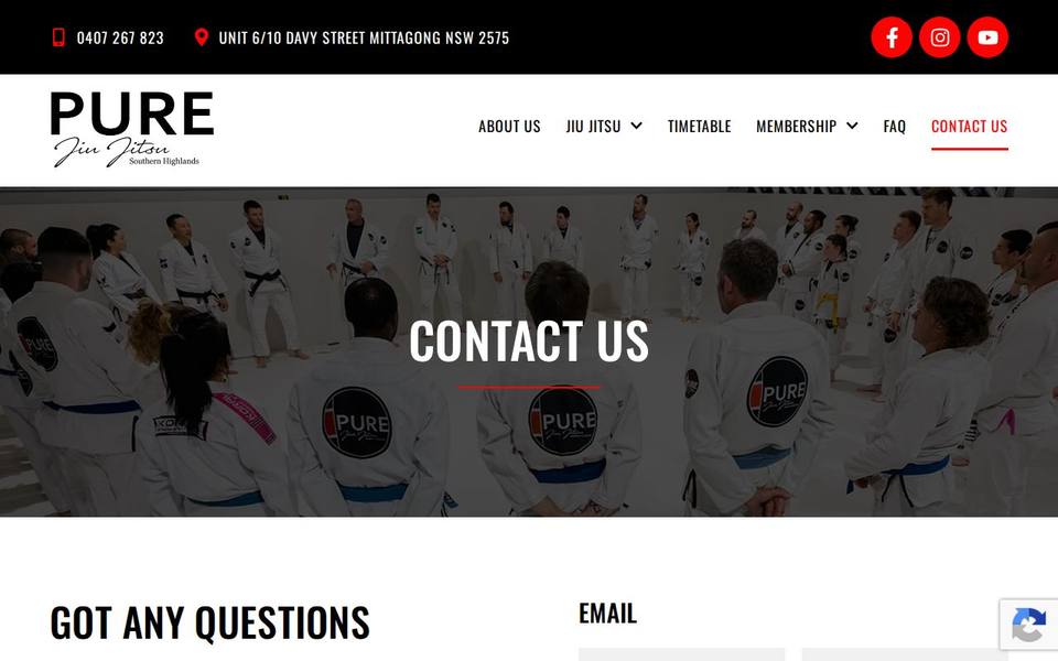 Pure Jiu Jitsu Southern Highlands website
