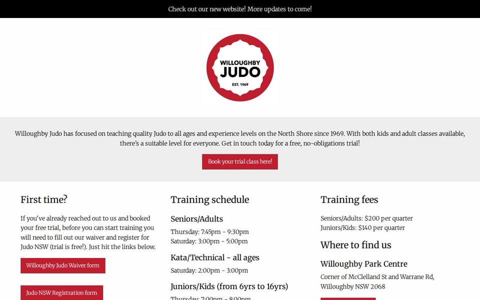 Willoughby Judo Club website