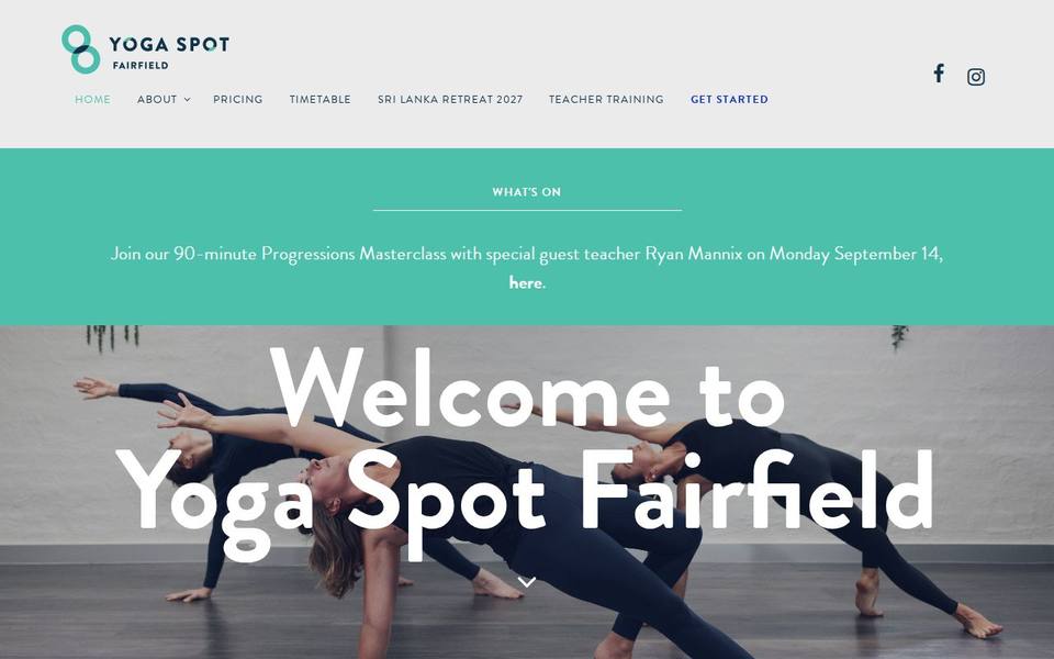 Yoga Spot Fairfield website