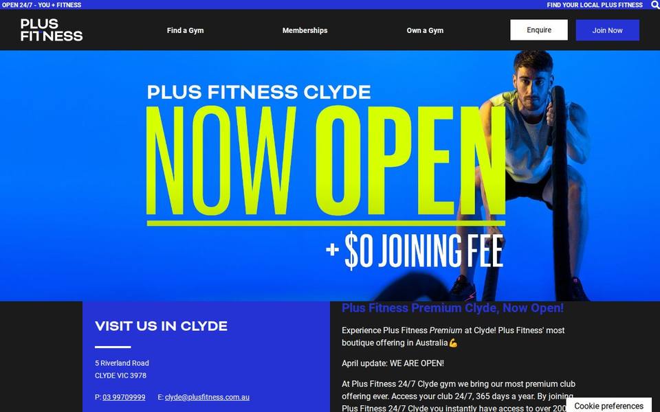 Plus Fitness Clyde website