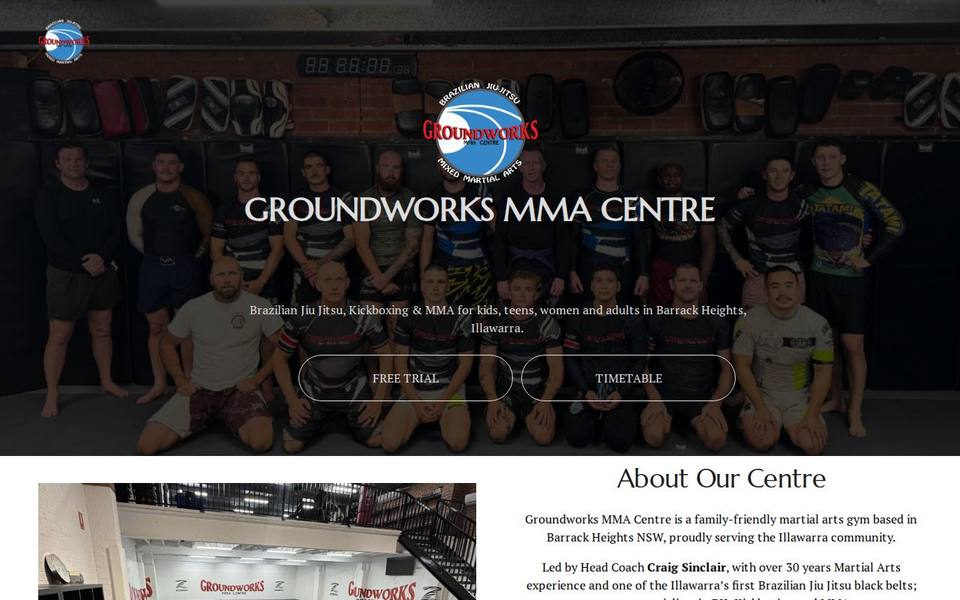Groundworks BJJ and MMA Centre Shellharbour Illawarra Wollongong website