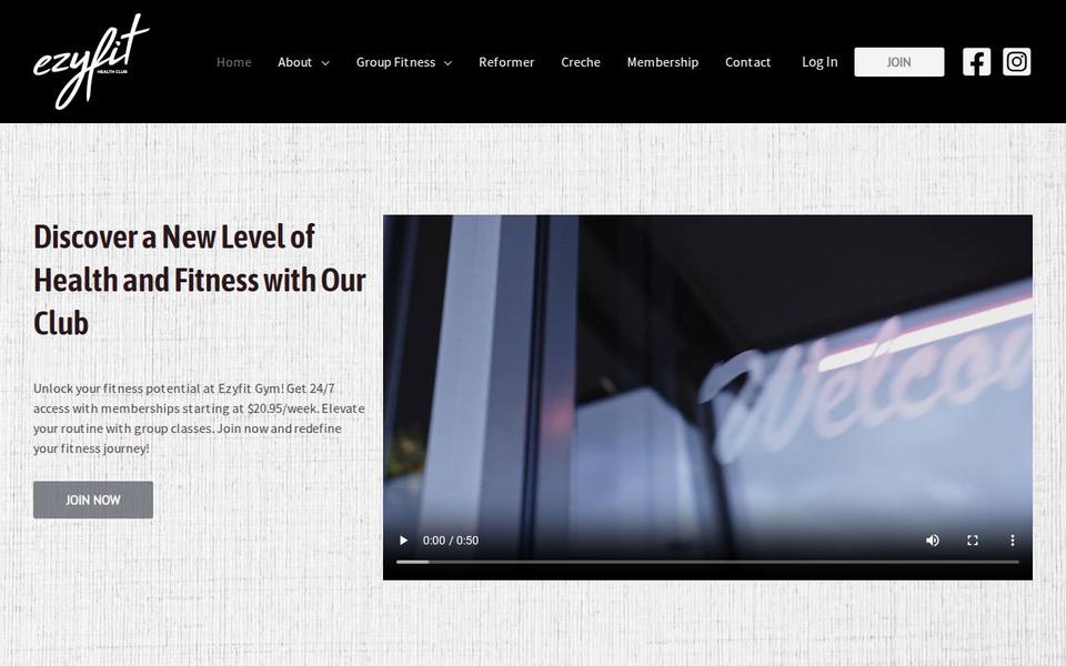Ezyfit Health Club website