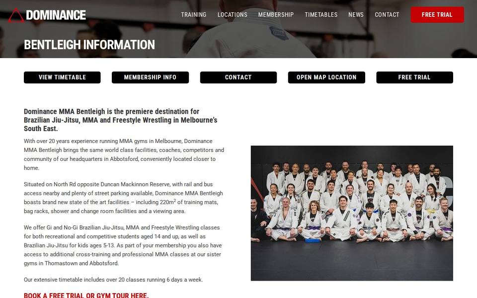 Dominance MMA Bentleigh website