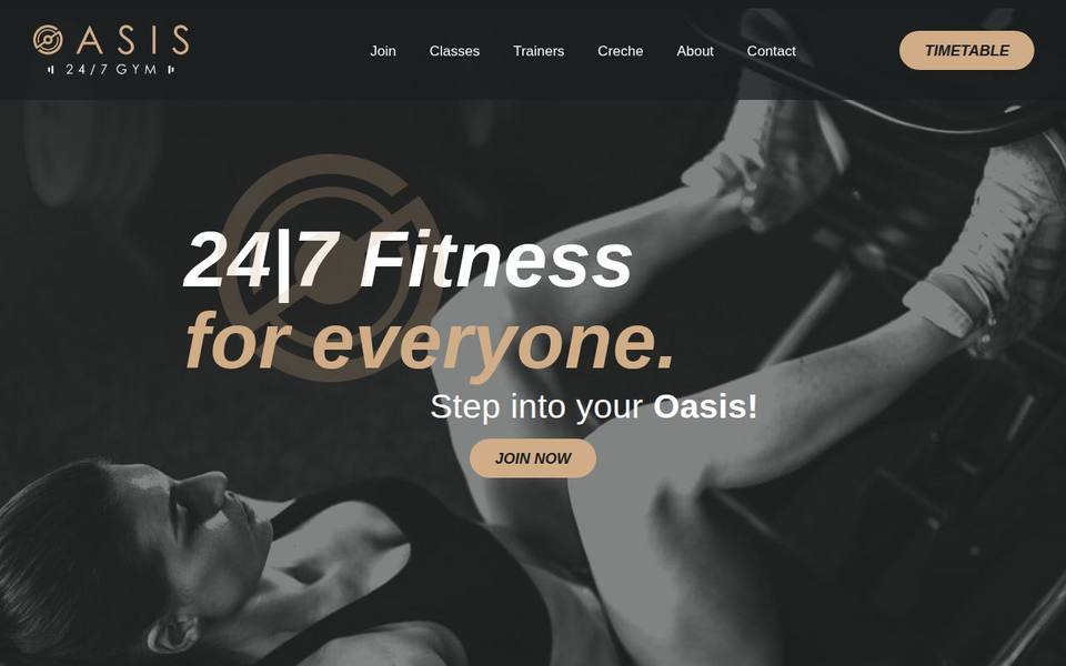 Oasis 24/7 Gym website