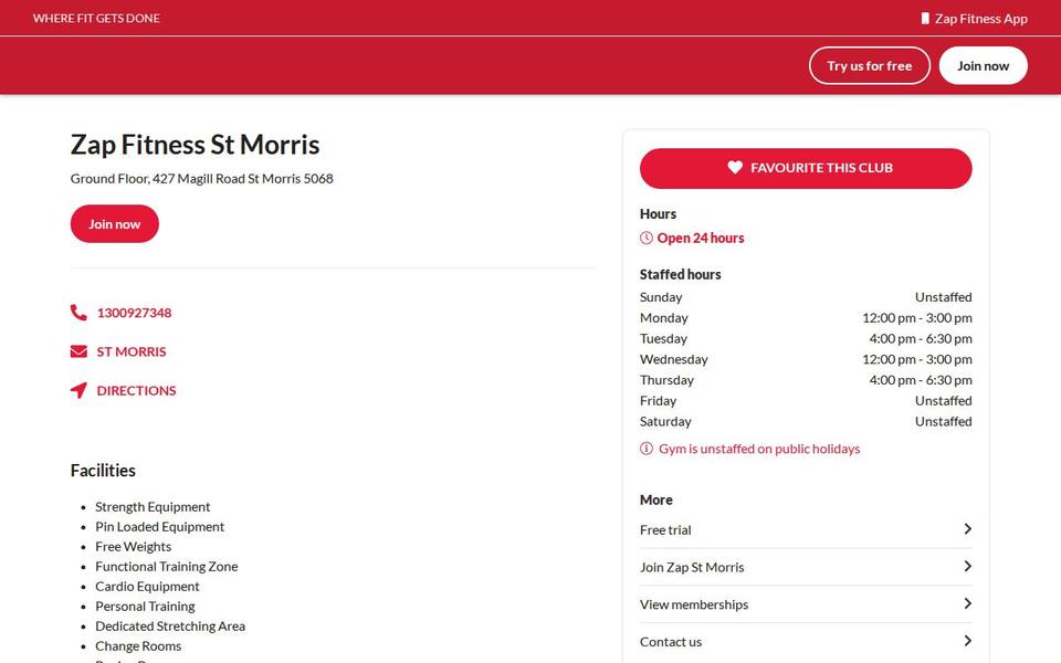 Zap Fitness St Morris website