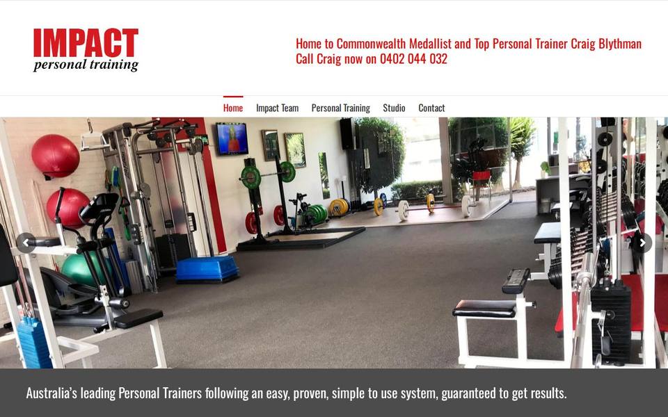 Impact Personal Training website