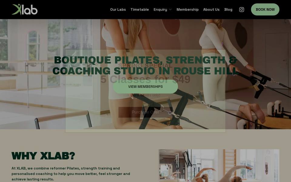 Xlab Pilates Studio Rouse Hill website