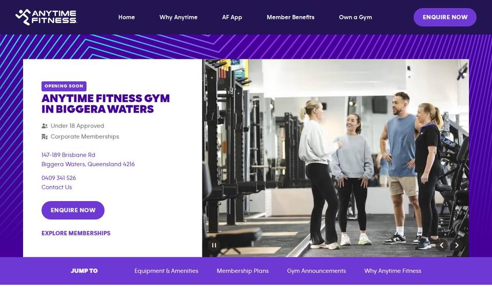 Anytime Fitness Biggera Waters website